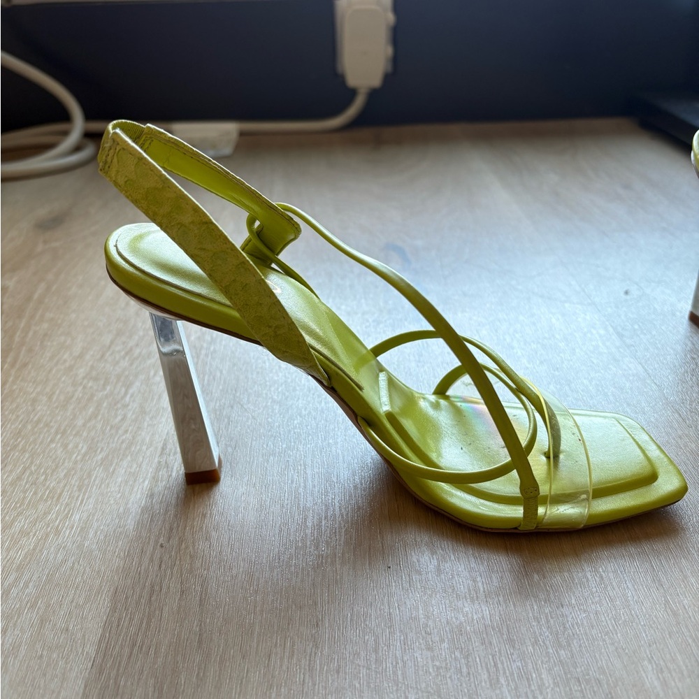 Neon Lime Strappy Slingback Heels